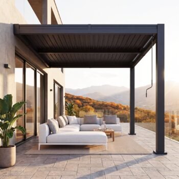 Wall Mounted Pergola 10 x 12, Lean to Gazebo with Adjustable Louvers | Secure Wall Attachment, Galvanized Steel Rust-Resistant Frame, Built-In Drainage System for Patio, Deck & Backyard