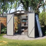 6' x 4' Outdoor Metal Storage Shed with Galvanized Steel Base, Heavy-Duty Garden Tool Shed for Patio, Lawn, and Garden, Black