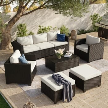 8 Piece Outdoor Patio Furniture Set 7 Seats