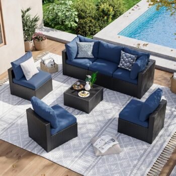 Wicker Sofa Set with 4'' Thickened Cushion
