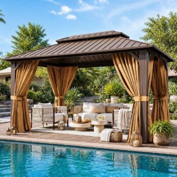 10x12FT Hardtop Gazebo Brown