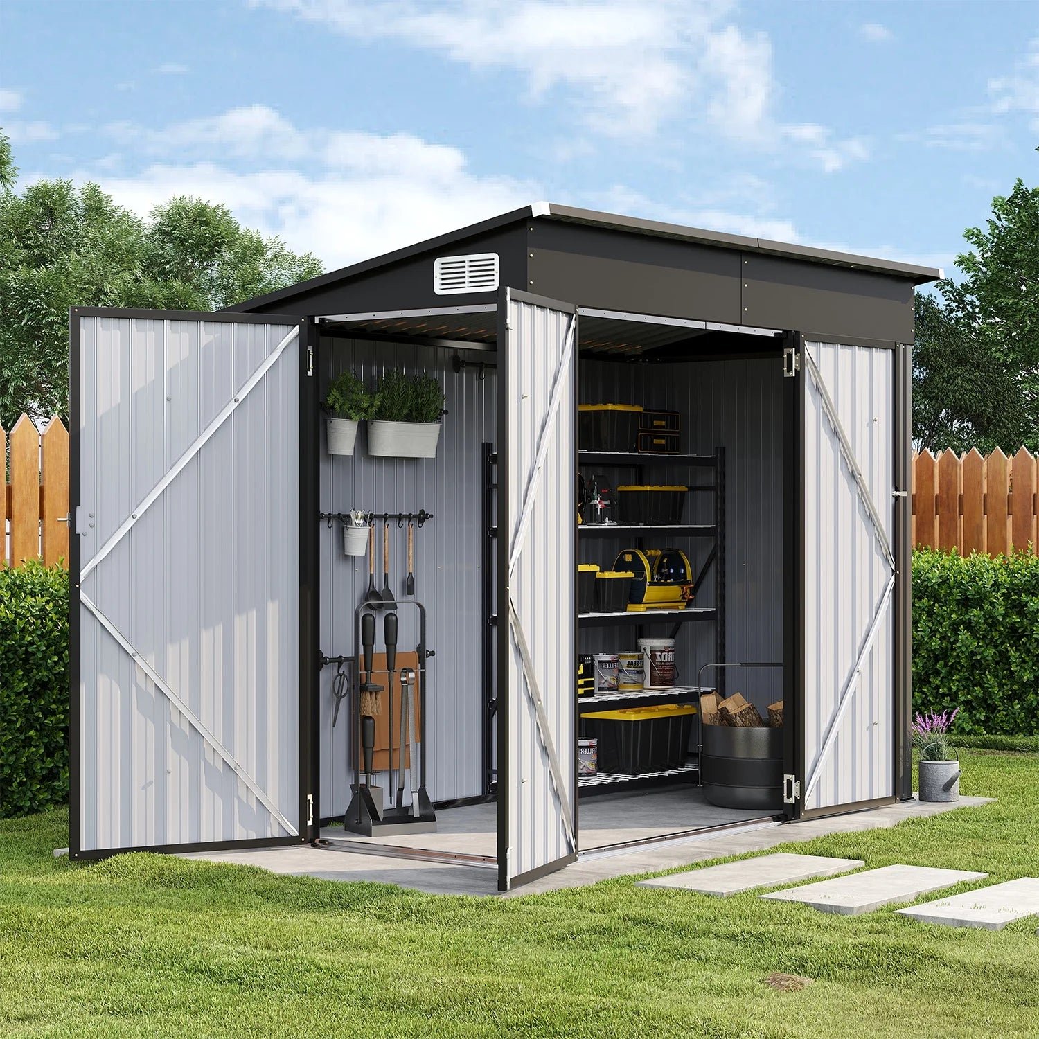 Sunmthink-8-x-4-Metal-Storage-Shed-with-Triple-Doors-Lockable-Lean-to-Design-Vents-Black_53a4f6d1-e3b0-48dd-bc90-afdb5ea1b4ee.9f15d33f9494d98f4608747ae7cc3852.jpg