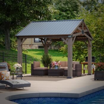 Cedar Wood Pavilion Gazebo with Gable Roof